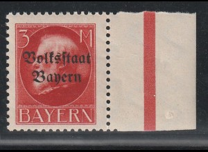 Bayern 3 Mark "Volksstaat",** gez., geprüft Helbig BPP