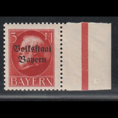 Bayern 3 Mark "Volksstaat",** gez., geprüft Helbig BPP