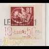 DDR: Debriamarke mit Druckvermerk auf R-Karte
