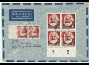 DDR: 6x Karl Marx auf LP-Brief nach Brasilien