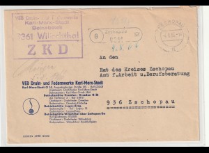 ZKD-Brief über Postnebenstelle Wilischthal