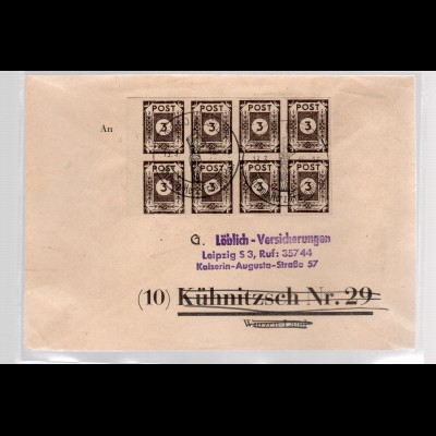 SBZ-Ostsachsen Fernbrief mit 8-er Block 51