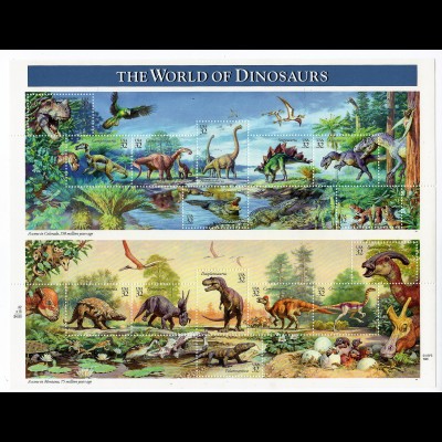 USA ** im Bogen 2814-28 The World Of Dinosaurs