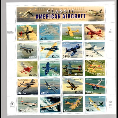 USA ** im Bogen 2833-52 Classic American Aircraft
