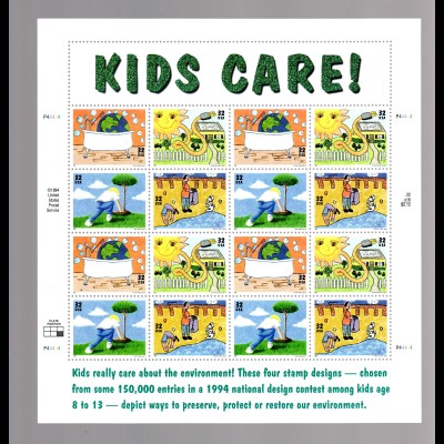 USA ** im Bogen Postfrisch 2553-16 Kids Care 