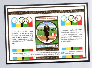 Nicaragua: Olympische Spiele - Coubertin - Gold-Block 88, postfrisch 