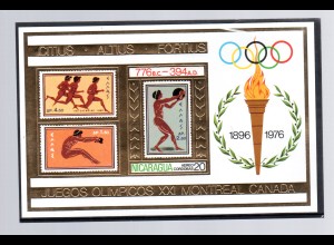Nicaragua: Olymp. Spiele 76 - Altertums-Darstellgn - Gold-Block 90, postfrisch 