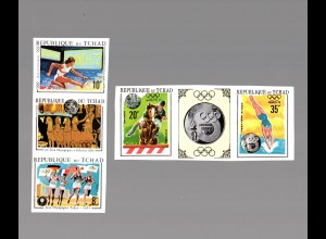 Tschad Olympische Spiele Mi.-Nr 325-329 B, geschnitten, postfrisch 