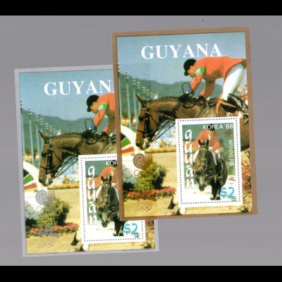 Guyana Olymp. Spiele 1988 (Seoul), Springreiten, Blocks 44+45, postfrisch