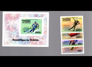 Tschad Olymp. Winterspiele 1976, Med.-gewinner, geschnitten, postfrisch