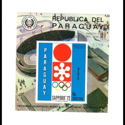 Paraguay Olymp. Winterspiele Sapporo 1972), Block 150, postfrisch