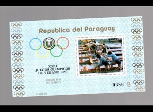 Paraguay Olymp. Spiele Moskau 1980, Kanu, Block 346, postfrisch