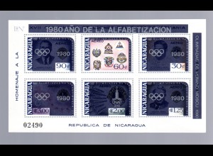 Nicaragua: Olympische Spiele 1980, Block 125, postfrisch