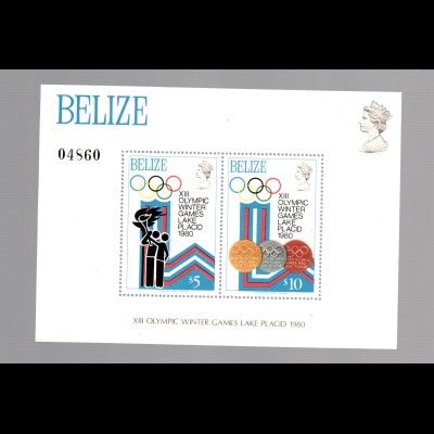 Belize (Lake Placid 1980) Block 12 gez., postfrisch