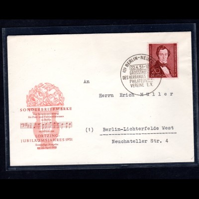 Berlin-FDC: Lortzing 1951. (Nr. 74)