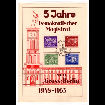 DDR, Gedenktblatt anl. 5 Jahre Demokr. Magistrat von Gross-Berlin