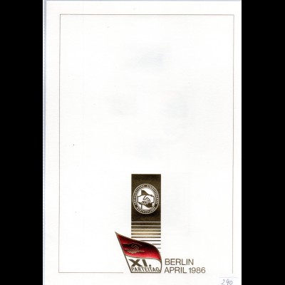 DDR-Gedenkblatt, XI. Parteitag der SED Berlin 1986