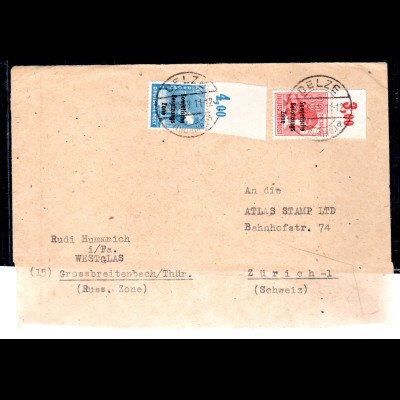 SBZ, Ausland-Brief mit MiF. Mi.-Nr. 192 POR dgz.