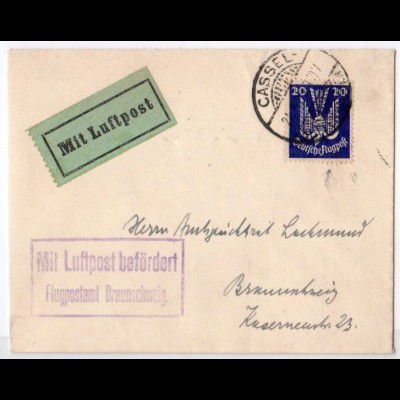 Flugpostbrief Von Cassel - Braunschweig