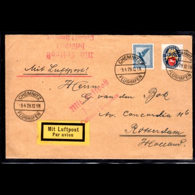 DR, Ausland Luftpost Brief Chemnitz-Rotterdam