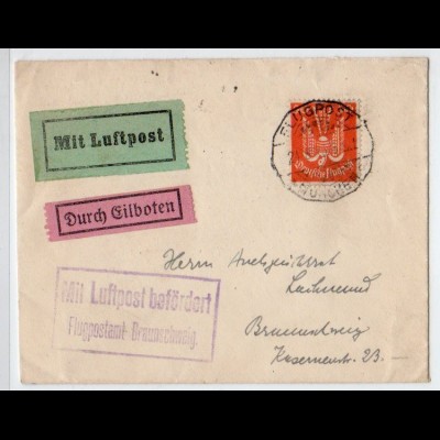 Flugpostbrief Von München - Braunschweig mit Eilbote.