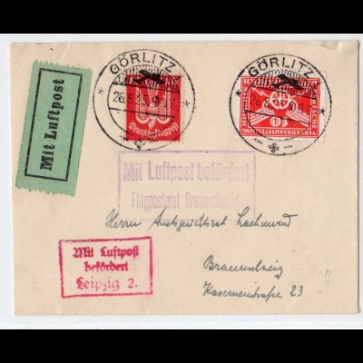 Flugpostbrief Von Görlitz - Braunschweig.