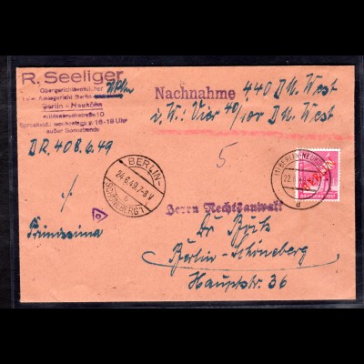 Berlin, Orts-Nachnahme-Brief mit EF. Mi.-Nr. 29