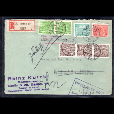Berlin, Orts-R-Rückschein-Brief mit Nr. 48 im 3er-Streifen