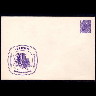 DDR Privatganzsache " Lipsia Briefmarkenschau 1954"