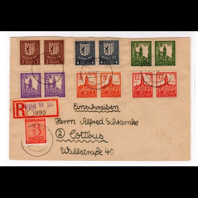 Westsachsen Mi.-Nr 156-161X in Paaren auf R-Brief
