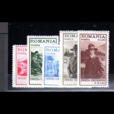 Rumänien, Mi.-Nr. 413-17, entfalzt bzw. Erstfalz