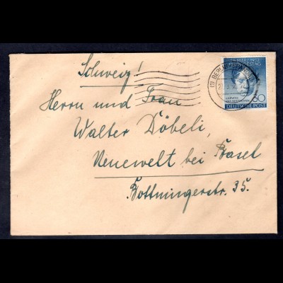 Berlin, Ausland-Brief mit EF. Mi.-Nr. 87