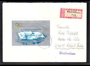 DDR, R-Fernbrief mit EF. Mi.-Nr. Block 74
