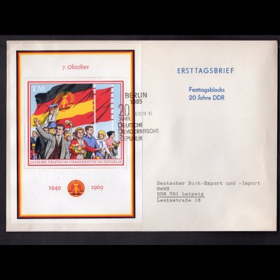 DDR, FDC. 20 Jahre DDR -.Block 29