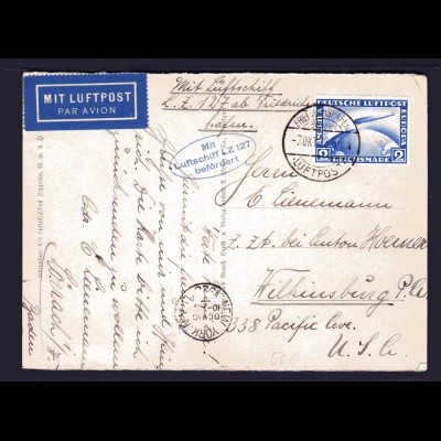 Zeppelinkarte USA-Fahrt 1928, Sieger 21 A