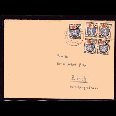 Fr.-Zone, All.-Ausgabe, Ausland-Brief mit MeF. Mi.-Nr. 7